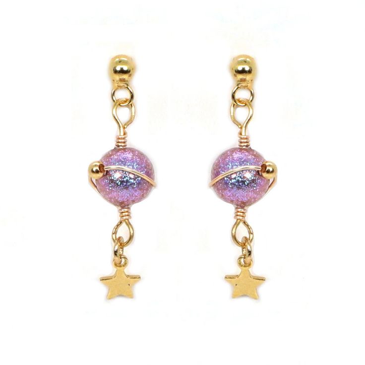 Earring Details: 18K Gold Vermeil Anti-tarnish, Anti-allergy. Magic Purple, Stars Earrings, Blue Magic, Purple Earrings, Blue Earrings, Star Earrings, Purple Gold, Gold Vermeil, Gold Earrings