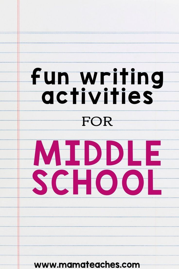 a notebook with the words fun writing activities for middle school written in pink on it