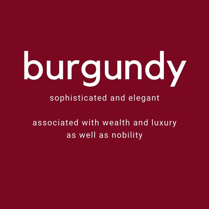 the words burgundy are written in white on a red background