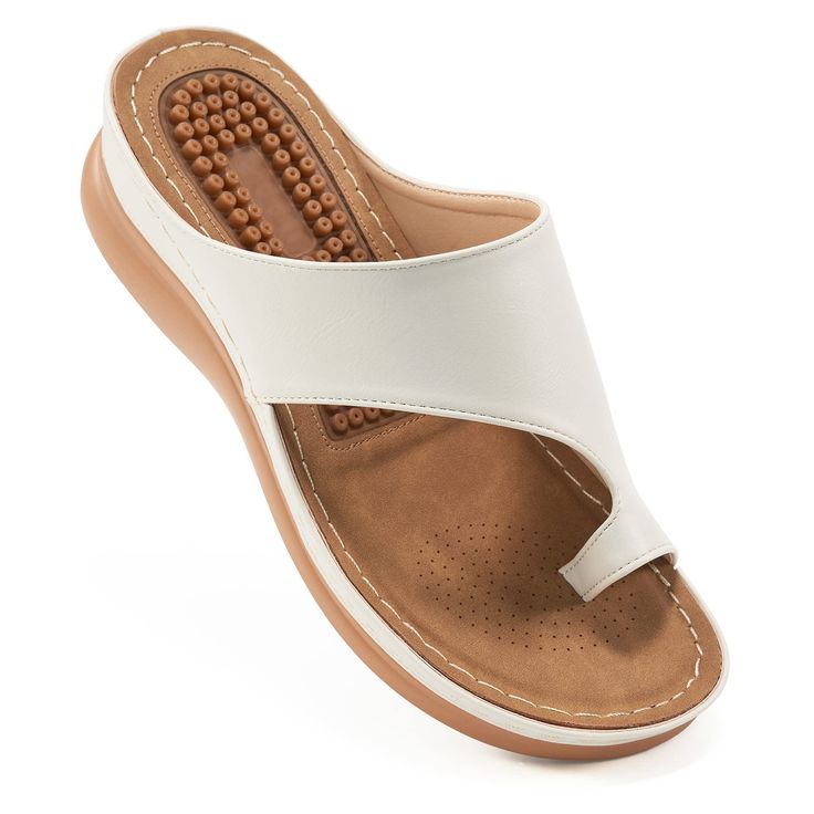 PRICES MAY VARY. BUNIONS CORRECTOR & HIDE: Shaped like a bunion corrector, it acts as privacy protection - blocking the bunions.These structure of comfortable womens wedge sandals ensures versatility and additional relaxation to the foot posture,realign skeletal system for posture correction ORTHOTIC INSOLE: These wedge sandals for women highly lies in the range of foot care products. The cushion footBed design takes extra care of feet that also acts as plantar fasciitis relief for its victims w Women Wedge Shoes, Slip On Wedge Sandals, Orthopedic Sandals, Comfortable Wedges, Summer Flip Flops, Faux Leather Heels, Womens Sandals Wedges, Slides Shoes, Womens Wedges