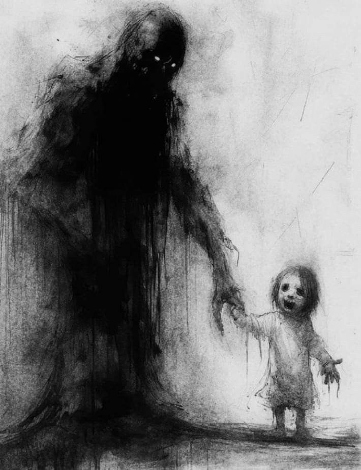 Abstract Creepy Art, Nightmare Art Horror Dark, Creepy Drawing Ideas Dark Art, Scary Drawings, Horror Drawing, Nightmares Art, Creepy Drawings, Monster Drawing, رعب نفسي