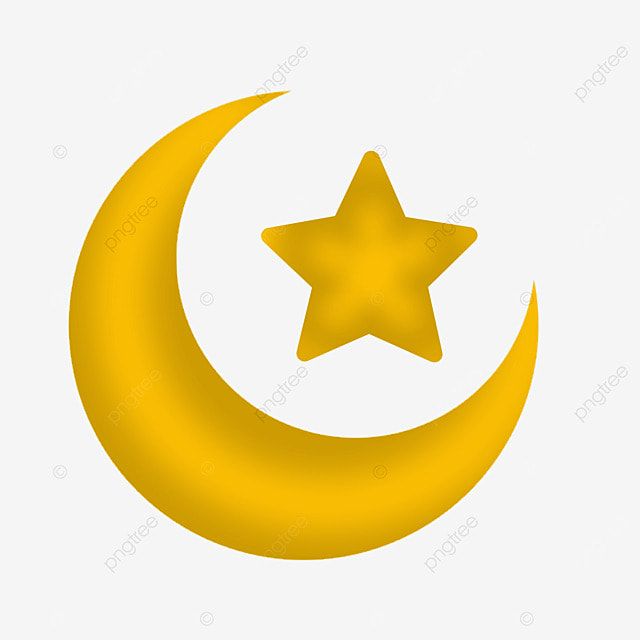 a yellow crescent and star on a white background, logo, icon png and psd