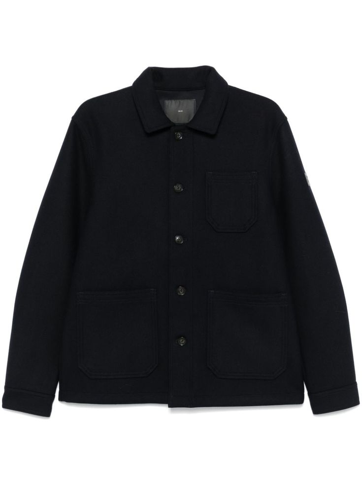 midnight blue brushed finish front button fastening classic collar three front patch pockets long sleeves buttoned cuffs straight hem Liu Jo, Midnight Blue, Shirt Jacket, Long Sleeves, Collar, Long Sleeve, Blue, Clothes