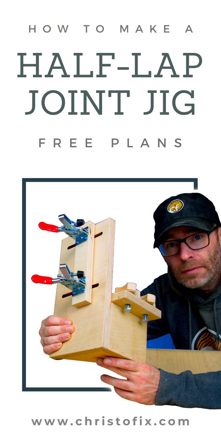 If you need to make lots of half lap joints, you'll need this half lap joint jig in your woodworking workshop. Thanks to the FREE PLANS, this half-lap jig is an easy DIY project. Woodworking half lap joints are most commonly used to make furniture. If you want to create a framework, you can use the corner half lap joint to create strong right-angle joints. Learn all about half-lap joinery and how to quickly make a half-lap joint in this blog. #woodworking #joinery #halflapjoint | CHRISTOFIX.COM Woodworking Jig Plans, Table Saw Jigs, Workshop Layout, Router Jig, Make Furniture, Woodworking Jig, Woodworking Joinery, Woodworking Joints, Small Workshop