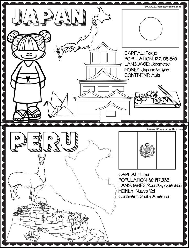 a coloring book page with an image of japan