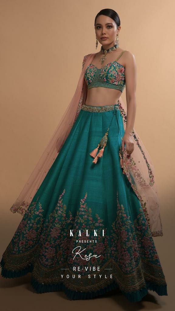 Teal Blue Lehenga, Lehenga Designs Latest, Lehenga For Girls, Green Lehenga Choli, Sheer Dupatta, Indian Bridesmaid Dresses, Lehenga Saree Design, Latest Bridal Lehenga, Indian Outfits Lehenga