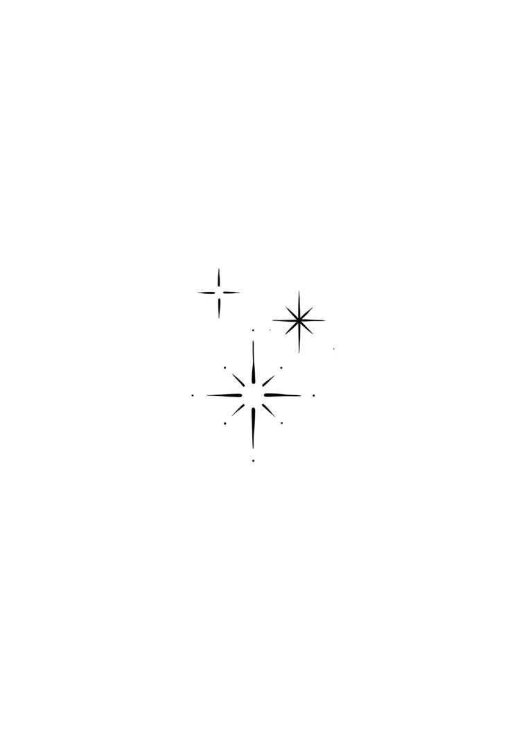 three stars are shown in the middle of this black and white photo, as well as an arrow