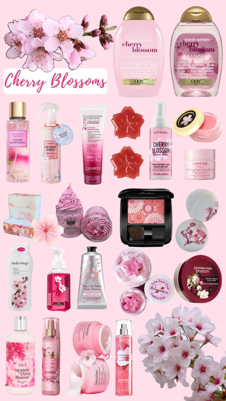 Cherry Blossom 🌸 #cosmetics #cherryblossom #cherryblossoms How To Smell Like Cherry Blossom, Cherry Scented Products, Cherry Blossom Perfume, Combo Skin Care, Cherry Blossom Aesthetic, Scent Combos, Cherry Scent, Girly Tips, Cherry Blossom Scent