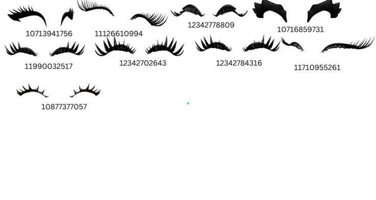 the different types of eyelashes are shown in black and white, with numbers on each side