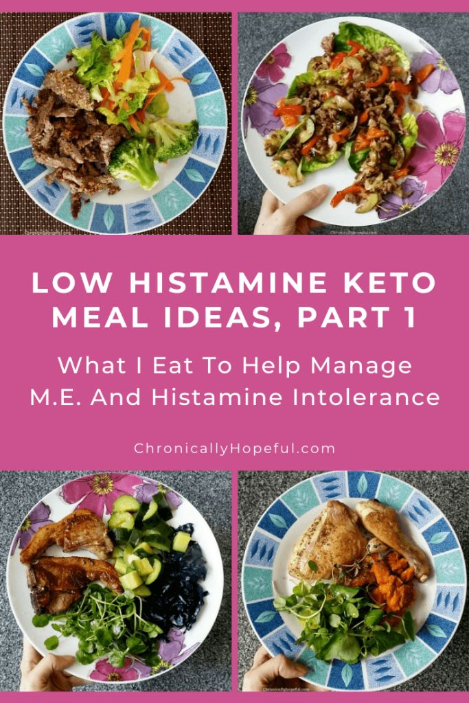 the cover of low histamine keto meal ideas, part 1 what i eat to help manage m e and determine intolerancence