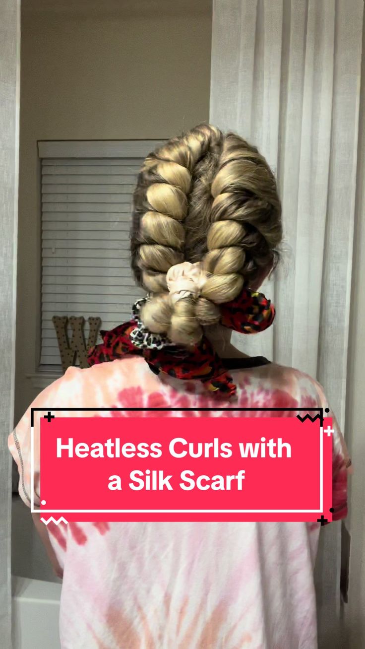 Heatless Curls Overnight Silk Scarf, Heatless Curls Overnight Scarf, Heartless Curls For Thick Hair, Heatless Curls For Side Sleepers, Scarf Curls Overnight, Unicorn Heatless Curls, Diy Heatless Curls Overnight, Heartless Curls Overnight, Medium Lenth Hair