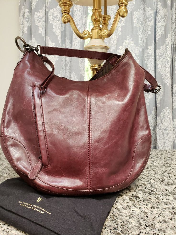 Frye - Melissa Scooped Leather Hobo Bag - Merlot Red  | eBay Boho Lifestyle, Cool Bags, Leather Hobo Bag, Leather Hobo, Merlot, Fun Bags, Hobo Bag, Leather Bag, A R