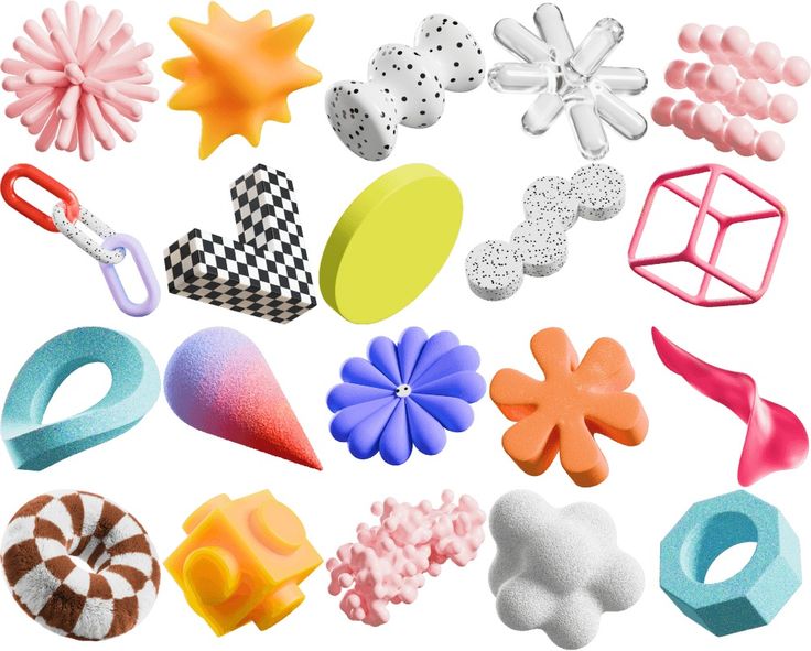 there are many different types of cookie cutters on this white background, including flowers and shapes