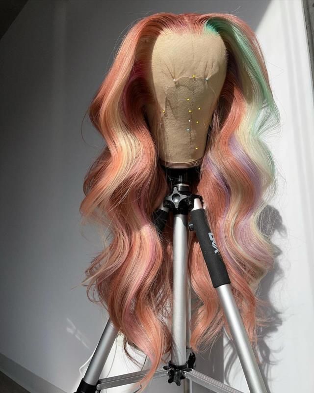 Lace Front Wig Virgin Human Hair Colorful Pink 150%Density 22" Human Hair Lace Front Wigs, Hair Lace Front Wigs, Closure Wigs, Pink Highlights, Pretty Hair Color, Full Hair, Hair Closure, Straight Lace Front Wigs, Lace Hair