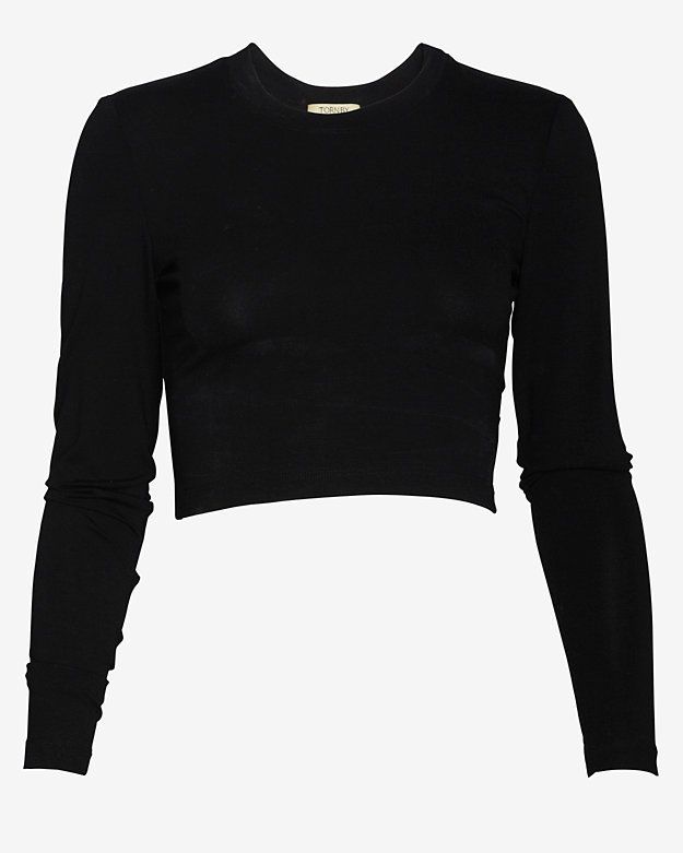 Shirts Crop Tops, Crop Long Sleeve, Shirts Crop, Sweaters Black, Ronny Kobo, Black Long Sleeve Shirt, Extra Long Sleeves, Black Long Sleeve Top, Scoop Neck Top