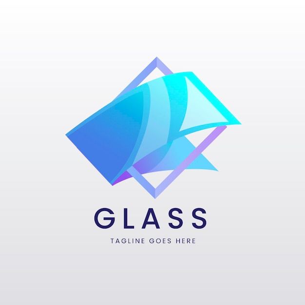 the logo for glass is designed in blue and purple tones, with an abstract shape