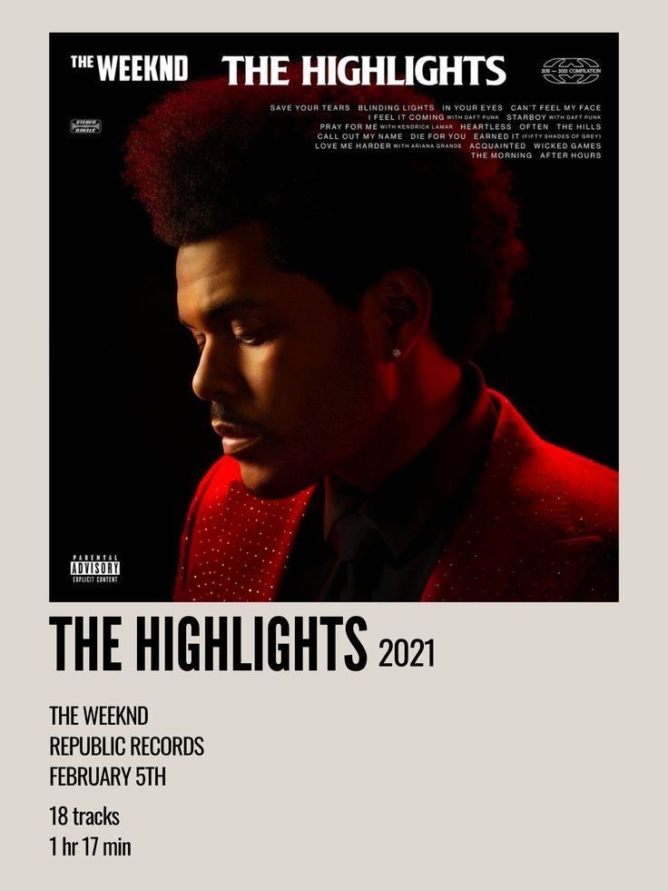 the poster for the upcoming album, the highlights featuring an image of a man in a red jacket