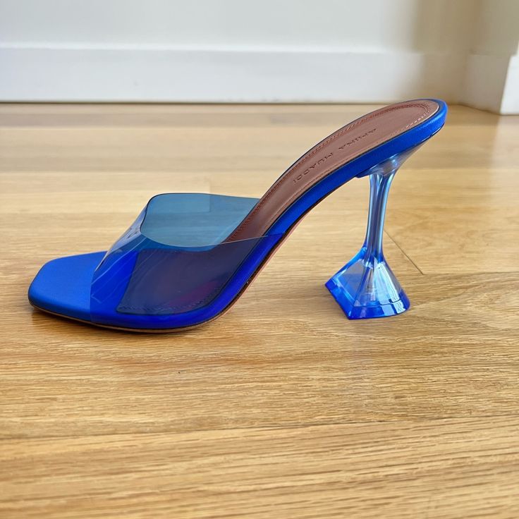 Electric Blue. Brand New In Box With Receipt. Blue Heels With Deep Heel Cup For Summer, Blue Open Heel Evening Heels, Blue Square Toe Heels For Formal Occasions, Elegant Blue Peep Toe Heels, Elegant Blue Open Heel Heels, Blue Square Toe Heels With Padded Heel, Elegant Blue Heels With Contrasting Heel Counter, Elegant Blue Block Heel Shoes, Elegant Blue Heels With Contrasting Heel