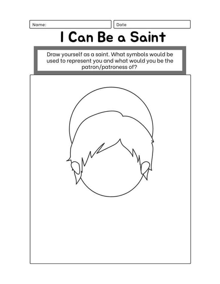 a coloring page with the words i can be a saint and an image of a man's head