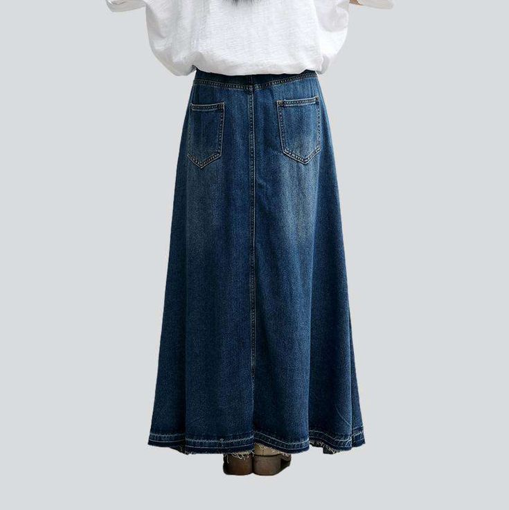 Step into the 2023 Spring-Summer season with our 90s-mode A-Line Flare Denim Skirt! Crafted with premium denim and featuring a classic medium wash. long length. high-waist. and a zipper & button closure ââ‚?this skirt is the perfect blend of nostalgia and modernity.Key Highlights: 90s Style: Capture the rebellious spirit of the '90s with this timeless A-Line Flare Denim Skirt. Medium Wash: A classic medium wash ensures versatility while maintaining a vintage aesthetic. Long Length: The long leng Flare Denim Skirt, Denim Skirts Online, Flared Denim Skirt, Womens Denim Skirts, Tall People, Skirt Medium, 1990s Fashion, 90s Style, Denim Flares