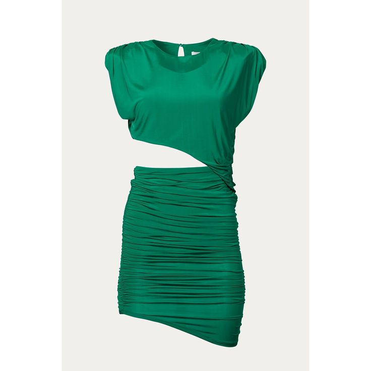 Add A Hint Of Allure With Ronny Kobo's 'Kyle' Dress. Crafted From A Slinky Ruched Fabric That Is Flattering On All Shapes, The Mini Design Has A Torso Cutout And Sharp Shoulders. It Is Partially Lined With An Asymmetrical Hem. Wear Yours With Slicked Back Hair And Barely-There Sandals. Color: Green Fabrication: 100% Viscose Care: Dry Clean Standard Clothing Sizing Unique Cocktail Dresses, Amara Dress, Satin Cocktail Dress, Floral Cocktail Dress, Ronny Kobo, Slicked Back Hair, Long Sleeve Knit Dress, Denim Mini Dress, Sammy Dress