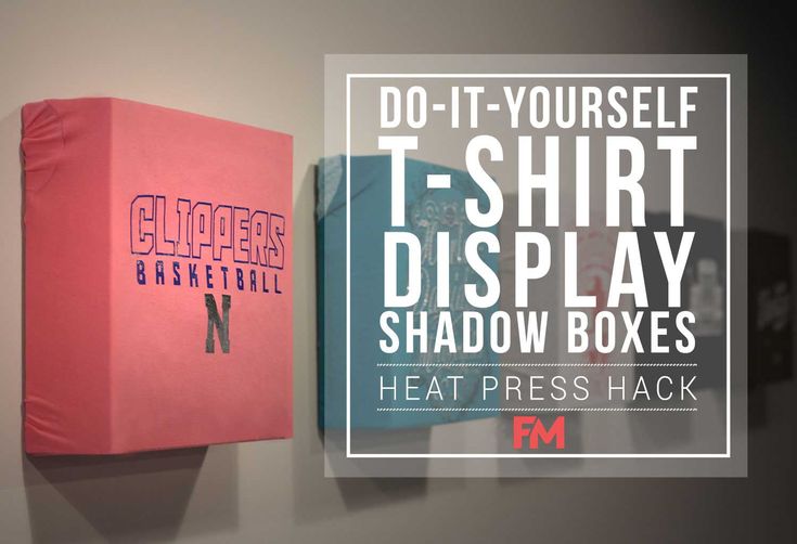 two different types of t - shirt display boxes hanging on the wall with text over them