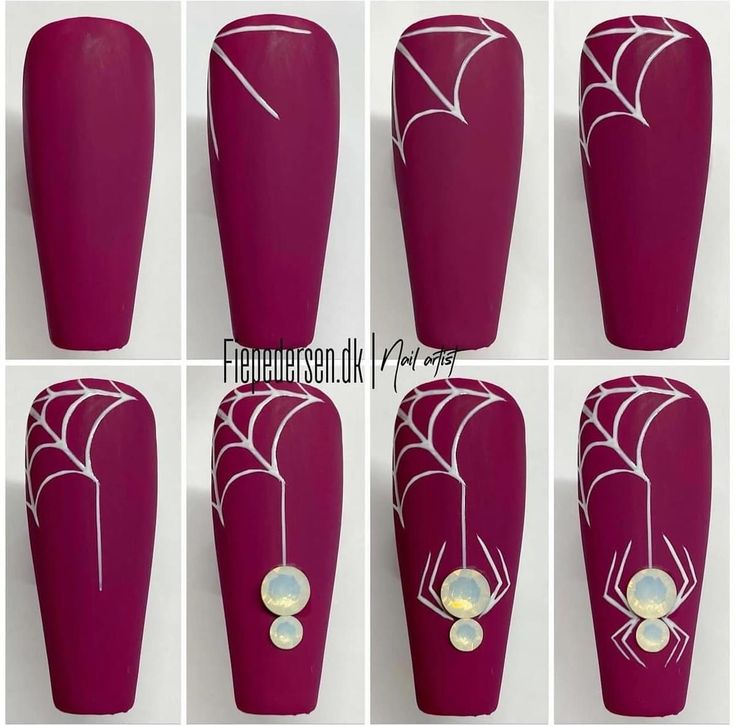 How To Paint Spider Webs On Nails, Spider Nail Art, Ongles Halloween, Halloween Nail Art Tutorial, Nail Halloween, Spider Gel, Halloween Nails Diy, Holloween Nails, Halloween Nails Easy