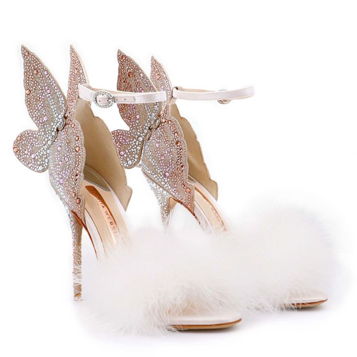 Sophia Webster Chiara, Fluffy Sandals, Butterfly Heels, Feather Heels, Sophia Webster Shoes, Butterfly Shoes, Fancy Heels, Crystal Sandals, Princess Shoes