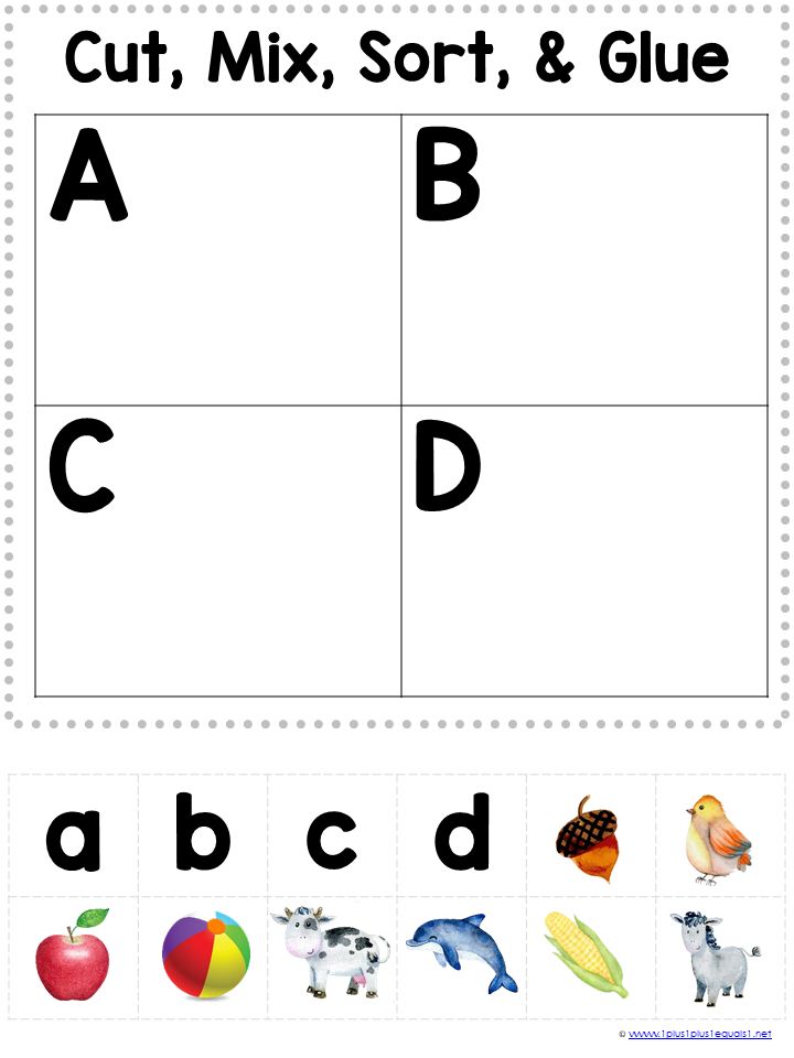 the cut, mix, sort and glue worksheet for children to practice letter recognition