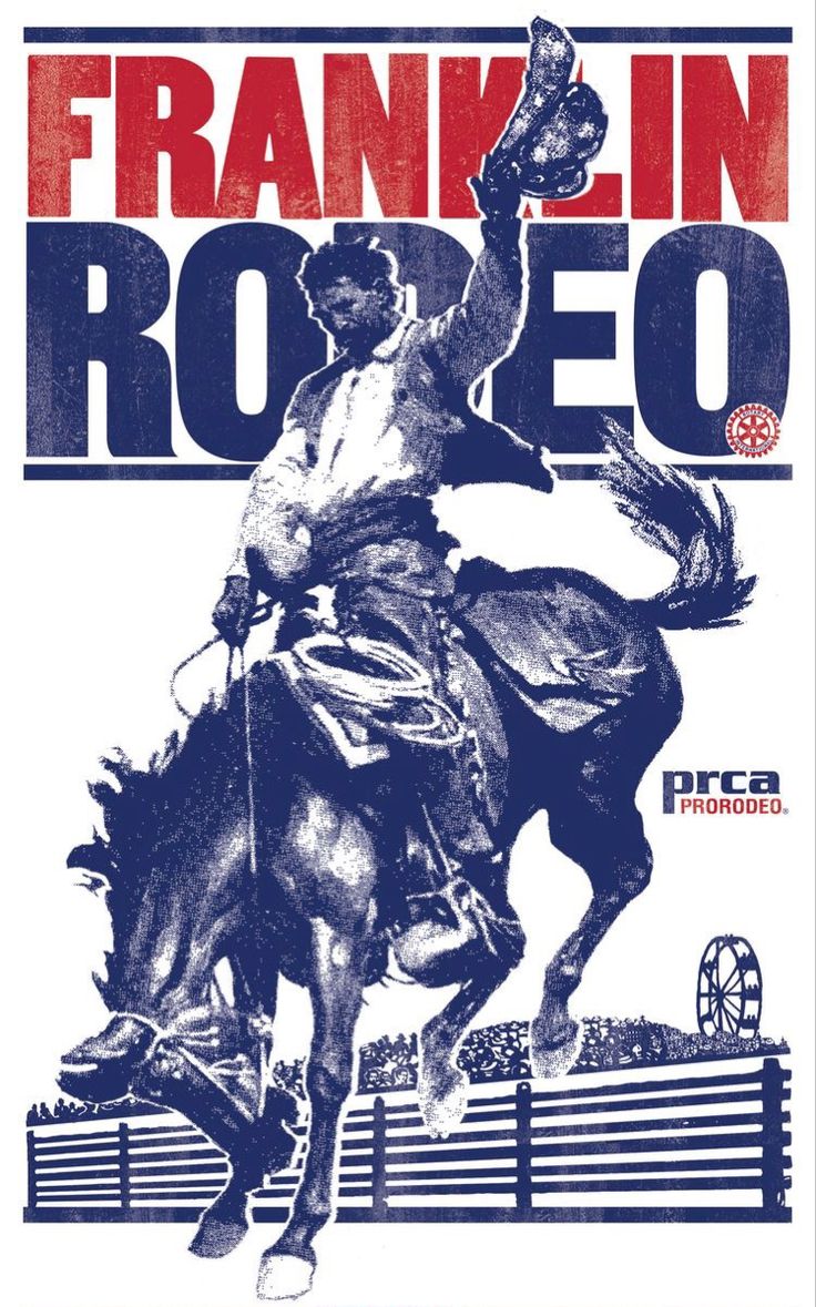 the poster for frank franklin rodeo shows a man on a horse with his arm in the air