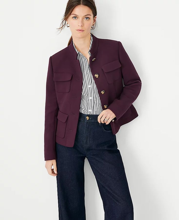 Modern Utility, Cropped Coat, Suit Jackets For Women, Knitted Suit, Hip Style, Twill Jacket, Petite Jacket, Women's Jackets, Cute Jackets