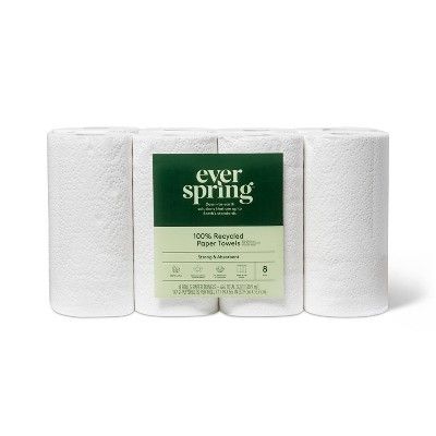 three rolls of toilet paper sitting next to each other on a white background with the words ever spring written in green