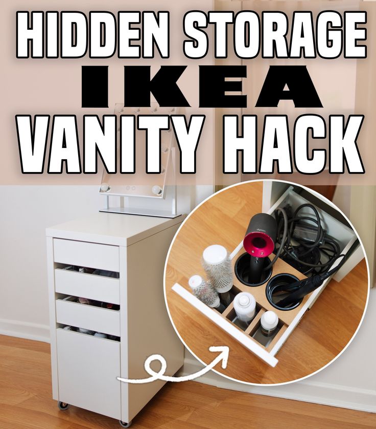 Vanity Table Storage, Micke Drawer Unit Hack, Under Desk Makeup Storage, Ikea Makeup Organizer, Micke Vanity Ideas, Ikea Dressing Table Hack Small Spaces, Ikea Vanity Hack Make Up, Ikea Micke Vanity, Ikea Hack Makeup Table