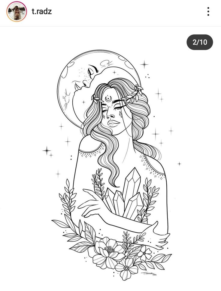 Curvy Goddess Tattoo, Inner Goddess Tattoo, Goddess Selene Tattoo, Self Love Sketch, Sea Goddess Tattoo, Nature Goddess Tattoo, Pisces Goddess Tattoo, Female Goddess Tattoo, Greek Goddess Tattoo