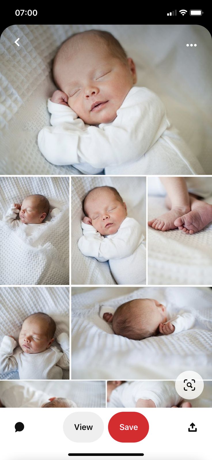 an iphone photo collage with multiple pictures of a baby sleeping