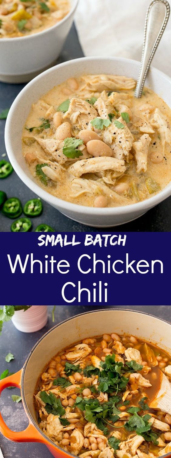 small batch white chicken chili is an easy and healthy meal that's ready in under 30 minutes