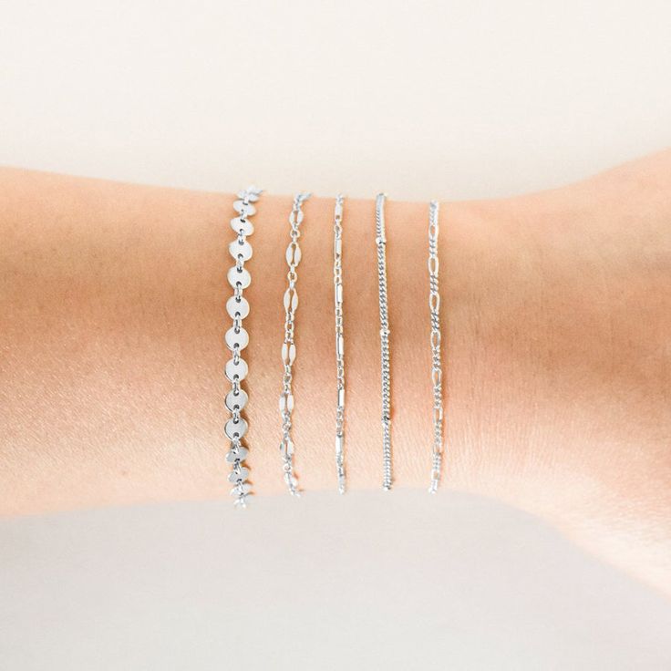 Dainty Chain Bracelet | Simple & Dainty Dainty Silver Bracelet, Dainty Gold Bracelet, Everyday Bracelet, Bracelets Design, Coin Bracelet, Dainty Chain, Silver Chain Bracelet, Pretty Bracelets, Dainty Bracelets