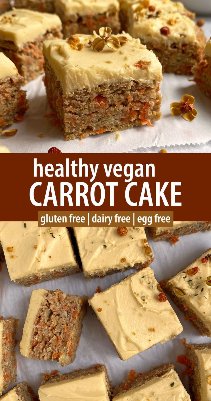 healthy vegan carrot cake with gluten free dairy free egg free frosting