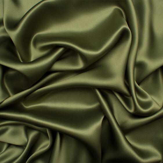 Mid Olive Green Silk Satin | Joel & Son Fabrics Satin Colors, Charmeuse Fabric, Fav Color, Silk Wallpaper, Silk Satin Fabric, Club Color, Mood Fabrics, Classy Aesthetic, Grass Green