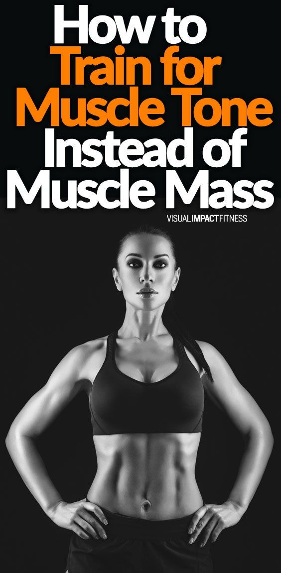 the cover of how to train for muscle tone instead of muscle mass, with an image of a woman's torso