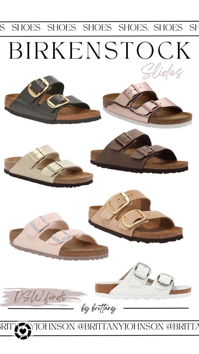 I like big buckles and I cannot lie… The Birkenstock Arizona Big Buckle Slide is my new fave and is also on trend for this summer. Along with anything metallic - cue the rose gold & gold metallic slides. Traditional Birks are always in style too. DSW has all of these pretties in stock ✌🏻 #dsw #birkenstock #sandals #slides #shoegame #ontrend #summer #vibes #bybrittany Follow my shop @brittanyjohnson on the @shop.LTK app to shop this post and get my exclusive app-only content! #liketkit #LTKs Slides Outfit Summer, Rose Gold Birkenstocks, Birkenstock Metallic, Gold Birkenstocks, Birkenstock Big Buckle, Birkenstock Slides, Arizona Birkenstock, Birkenstock Arizona Big Buckle, Arizona Big Buckle