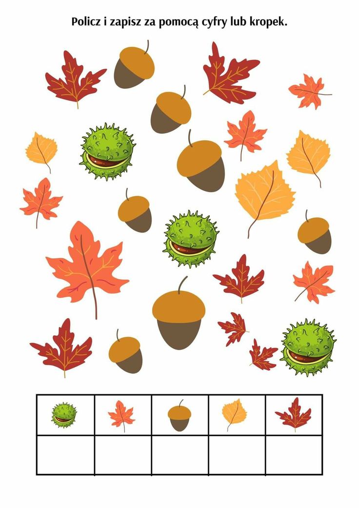 a worksheet with leaves and acorns on it