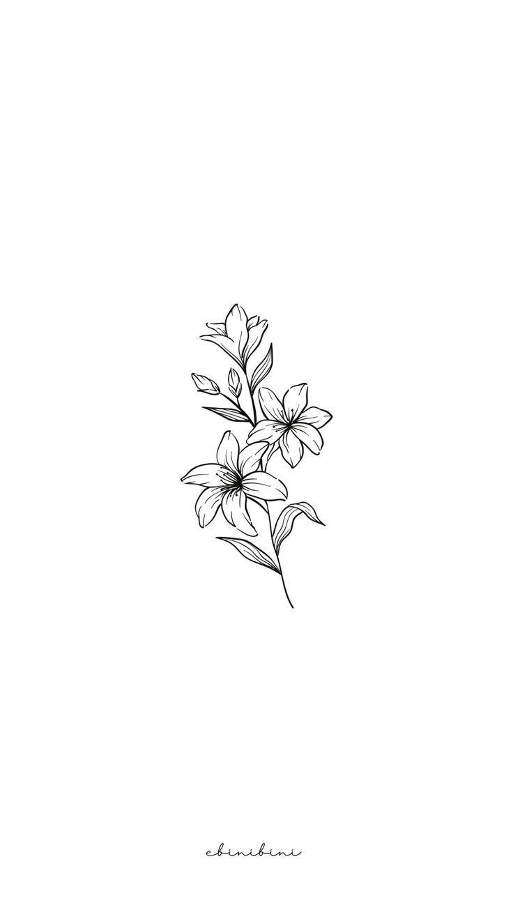 a black and white drawing of some flowers