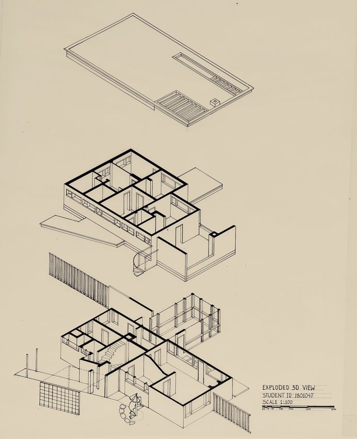 three drawings of different types of houses in one image and the same type of architecture