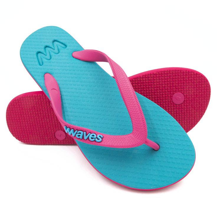 Turquoise and Magenta Twofold Flip Flops, Women's ��– Waves Flip Flops USA Pattern Flip Flops, Rubber Flip Flops, Black Flip Flops, Green Stripes, Natural Rubber, Womens Flip Flop, At The Beach, Lime Green, Green And Grey