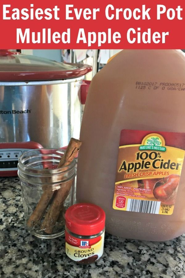 the ingredients to make an easy crock pot mulled apple cider are shown