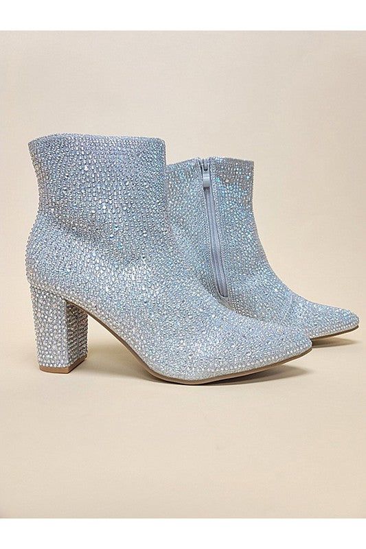 Rhinestone Casual Boots-runs true to size Rhinestone Boots, Silver Slippers, Blue Pink Purple, Zipper Heels, Cow Girl, Silver Rhinestone, Artificial Leather, Leather Care, Casual Boots