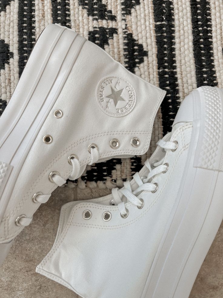 white and gold converse high top platforms White Converse Platform, Platform High Top Converse, High Top Platform Converse, Beige Converse, Converse White High, All White Converse, Gold Converse, White Platform Converse, Cream Converse