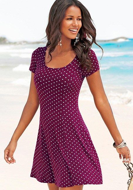 Polka Dot Classic Mini Dress from LASCANA Printed Beach Dresses, Dot Print Dress, Sun Dresses, Mini Tank Dress, Outfit Jeans, Polka Dress, Cute Summer Dresses, Spring Summer 2022, Beach Time