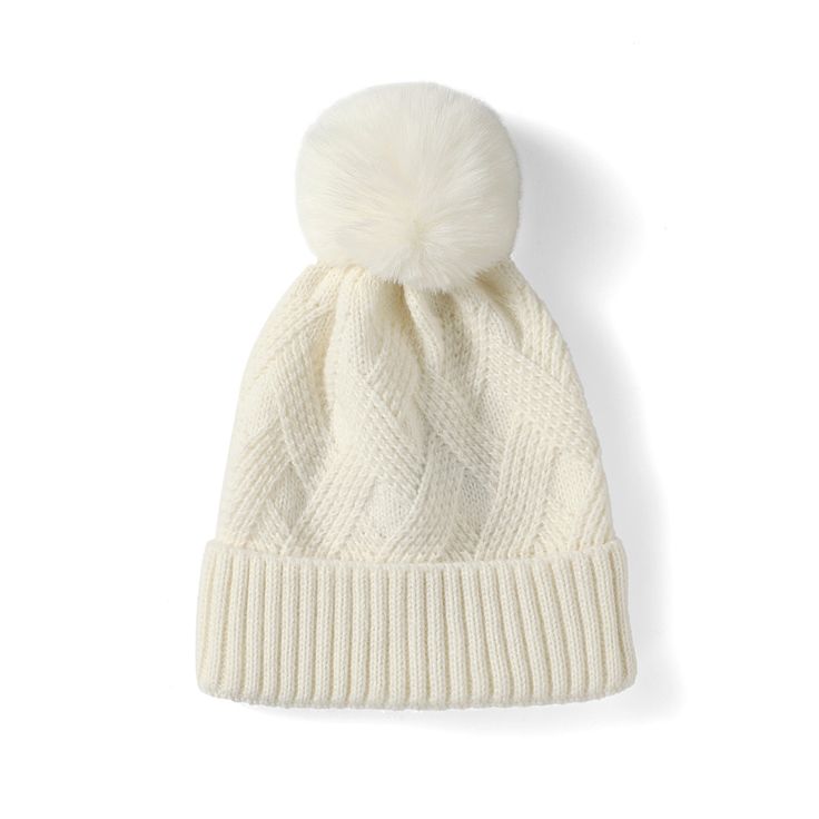 Introducing our Ladies Winter Cable Knit Hat with Pom, a classic and stylish accessory that combines warmth and fashion for the colder months. Crafted from 100% Acrylic, this hat offers both comfort and a timeless look to keep you cozy and chic during winter. Winter Soft Knit Cap Bonnet, Winter Soft Knit Bonnet Cap, Winter Wool Cable Knit Hat, Cozy Warm Solid Color Bonnet, Winter Soft Knit Hat, One Size, Soft Knit Winter Hats For Fall, Soft Knit Hat For Fall And Winter, Warm Knit Hats For Winter, Winter Soft Knit Bonnet Hat